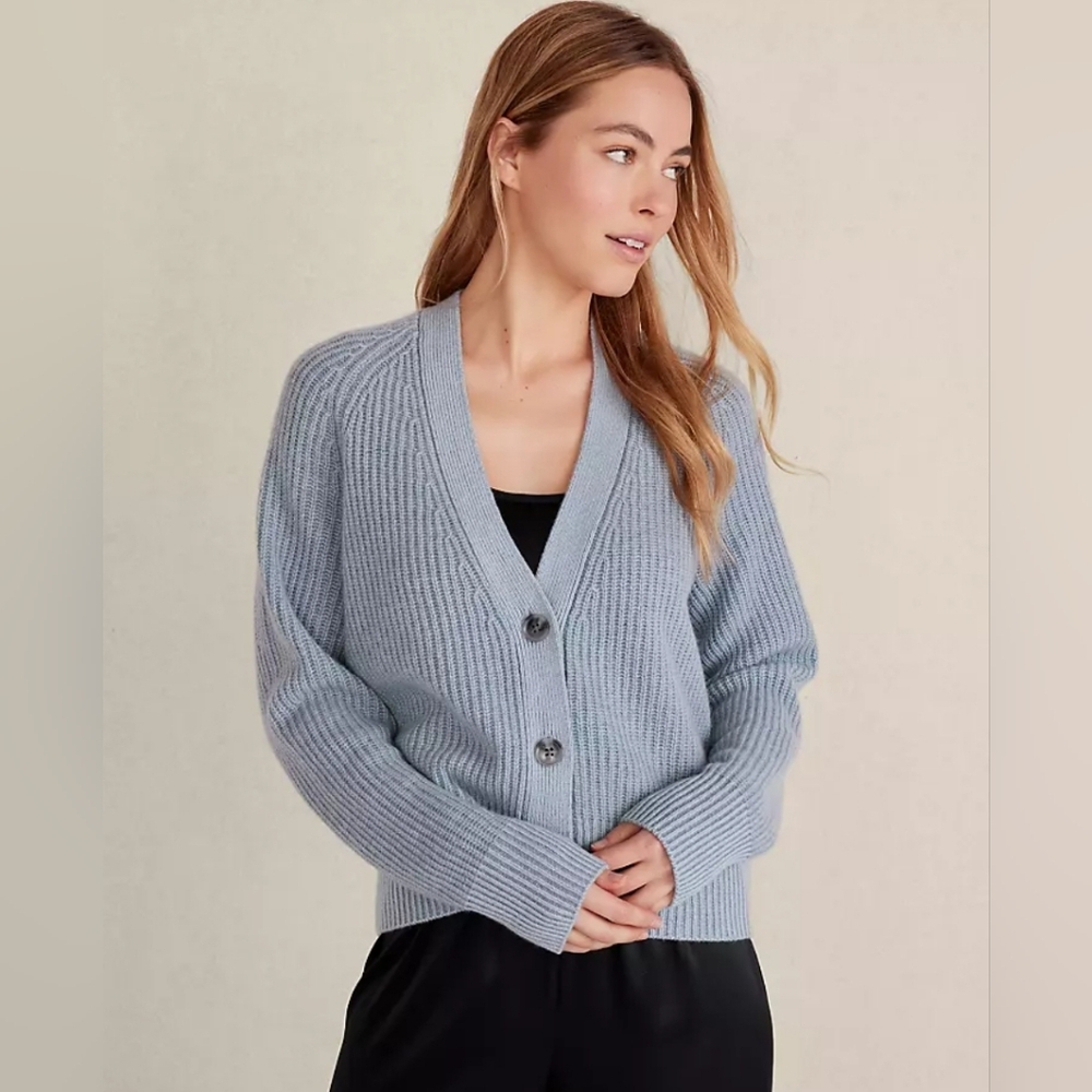 Cashmere Plaited Raglan Cardigan, Size XS - Picture 14 of 14